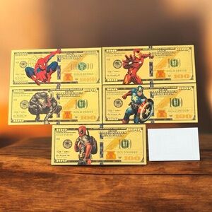 Marvel Art collectible gold foil banknotes featuring Marvel superheroes - 24k